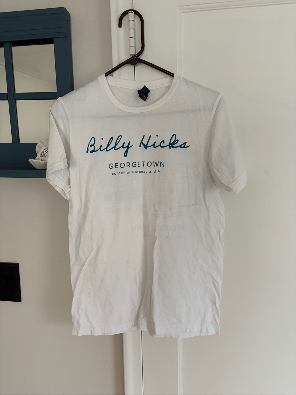 Gilly Hicks White Tee with Teal Script Logo